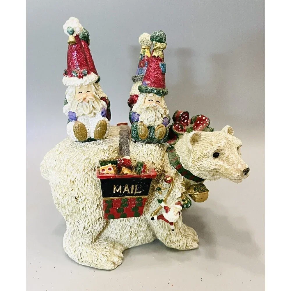 Polar Bear & Santa Cheese Spreaders Set Christmas Mail Delivery Resin Stainless